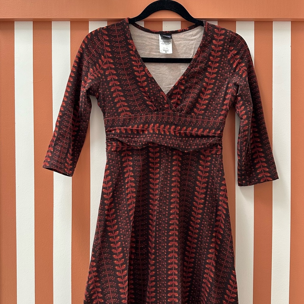 Patagonia Red and Black Long Sleeve Dress